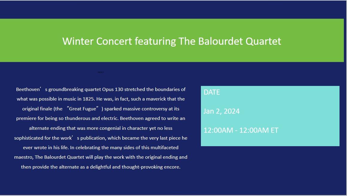 Winter Concert featuring The Balourdet Quartet