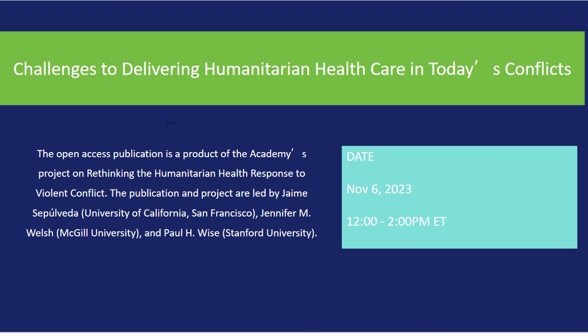 Challenges to Delivering Humanitarian Health Care in Today’s Conflicts