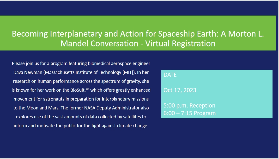 Becoming Interplanetary and Action for Spaceship Earth: A Morton L. Mandel Conversation - Virtual Registration