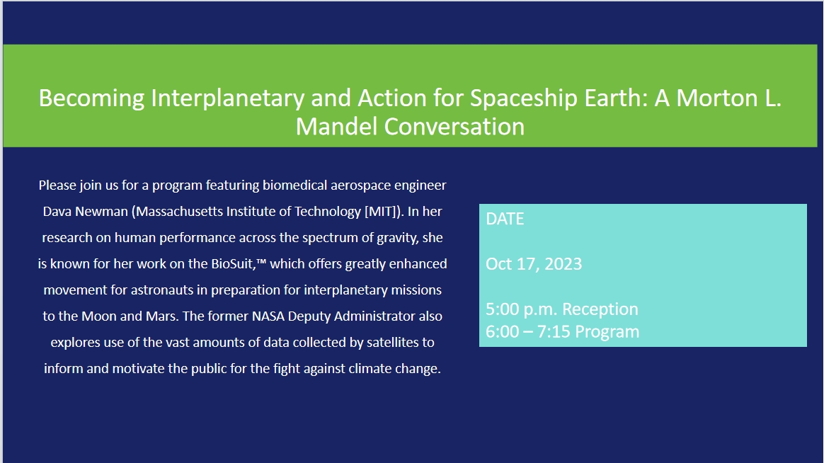 Becoming Interplanetary and Action for Spaceship Earth: A Morton L. Mandel Conversation